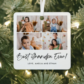 Best Grandpa Ever Four Photo Metal Tree Decoration