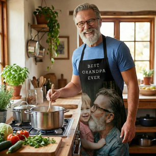 Best Grandpa Ever Full Photo Black Personalised Apron