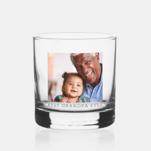 Best Grandpa Ever Full Photo Personalized Whiskey Glass