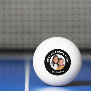 Best Grandpa Ever Fun Custom Photo Black White Ping Pong Ball