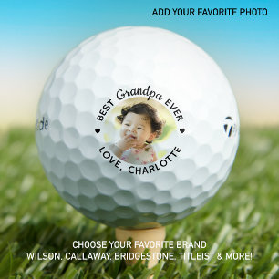 Best GRANDPA Ever - Golf Lover Personalized Photo Golf Balls