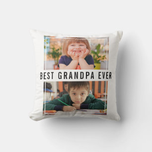 Best Grandpa Ever Grandchildren 2 Photo Collage Cushion