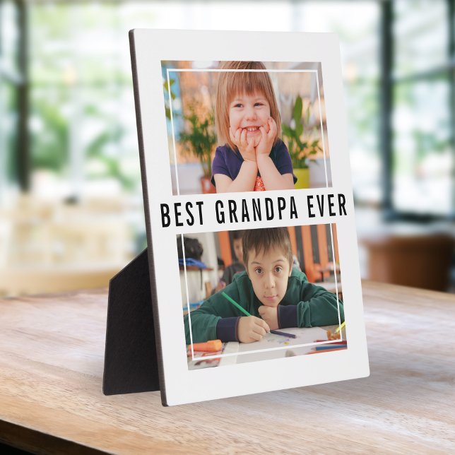 Best Grandpa Ever Grandchildren 2 Photo Collage Plaque (Creator Uploaded)