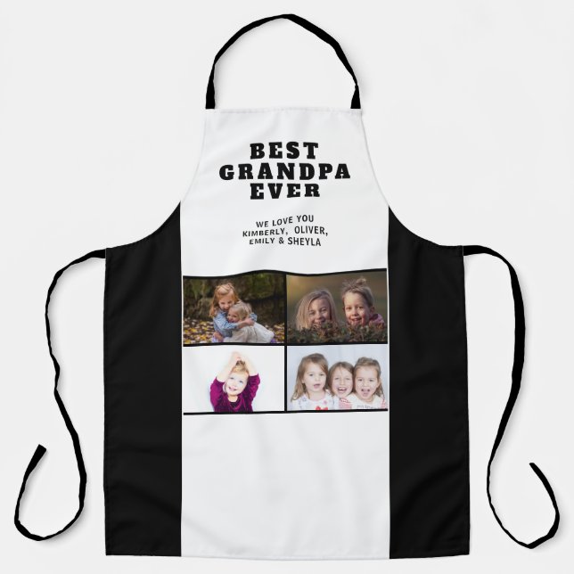 Best Grandpa Ever Grandchildren 4 Photo Collage Apron (Front)