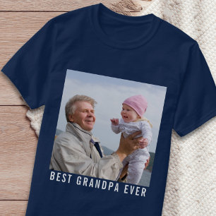 Best Grandpa Ever Grandfather & Baby Photo Navy    T-Shirt