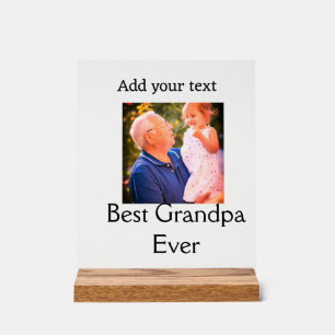 Best Grandpa ever grandfather photo name gifts tex Acrylic Sign