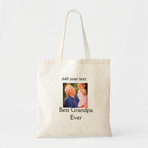 Best Grandpa ever grandfather photo name gifts tex Tote Bag