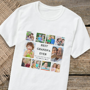 Best Grandpa Ever Grandkids 10 Photo Collage T-Shirt