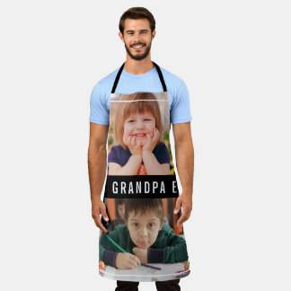 Best Grandpa Ever Grandkids 2 Photo Collage Black Apron