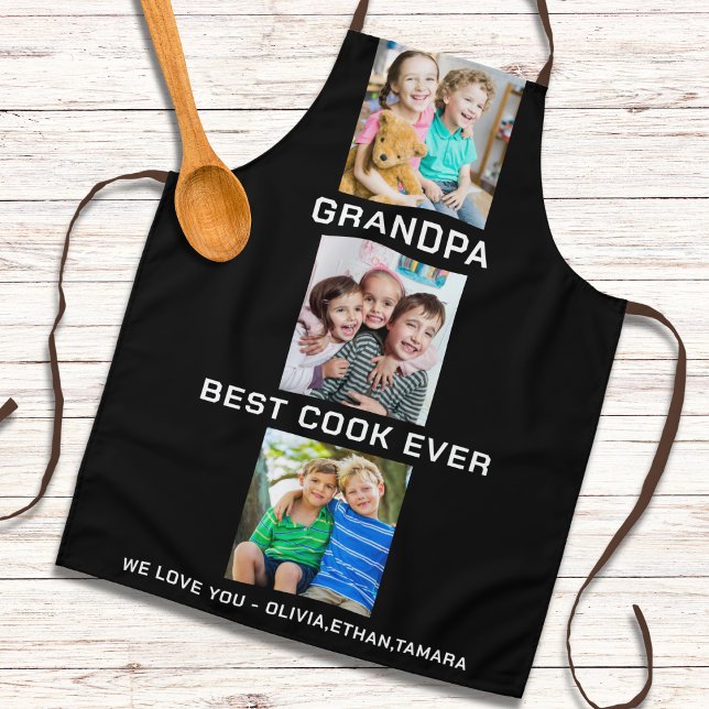 Best Grandpa Ever Grandkids 3 Photo Collage Black Apron (Best Grandpa Ever Grandkids 3 Photo Collage Black Apron
)