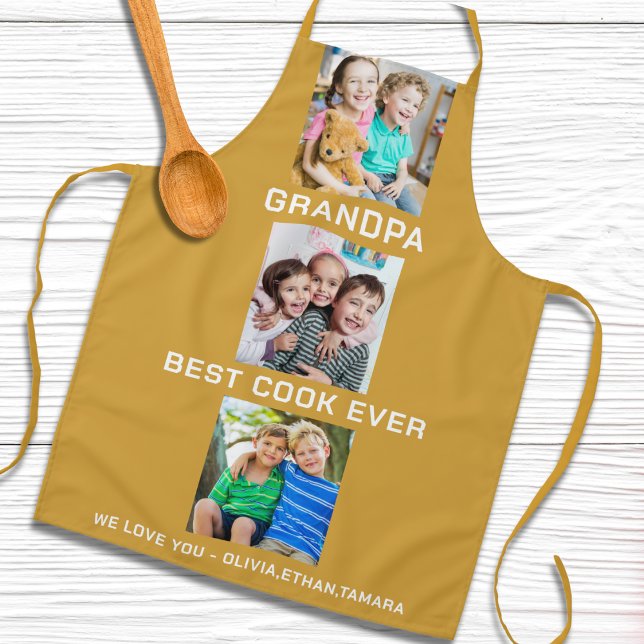 Best Grandpa Ever Grandkids 3 Photo Collage Yellow Apron (Best Grandpa Ever Grandkids 3 Photo Collage Yellow Apron
)