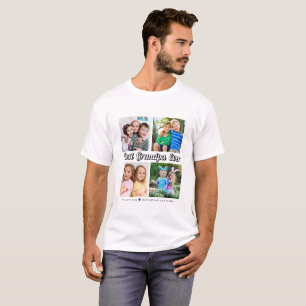 Best Grandpa Ever Grandkids 4 Photo Collage White T-Shirt