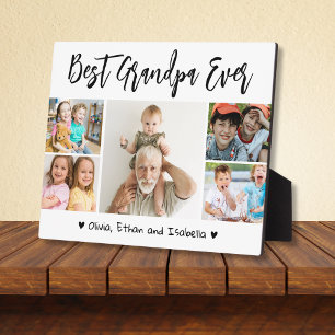 Best Grandpa Ever Grandkids 5 Photo Collage White Plaque