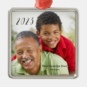 Best Grandpa Ever Grandparent's Day Photo  Metal Tree Decoration