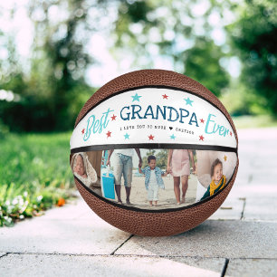 Best Grandpa Ever Hand Lettered Photo Collage Mini Basketball