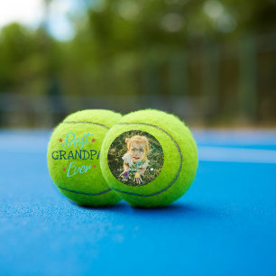 Best Grandpa Ever   Hand Lettered Photo Tennis Balls