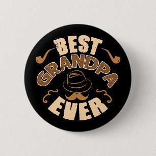 Best Grandpa Ever - Hat and Pipe Illustration 6 Cm Round Badge