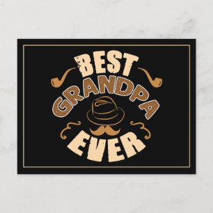 Best Grandpa Ever - Hat and Pipe Illustration Postcard