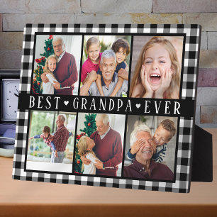Best Grandpa Ever Hearts Photo Collage Keepsake Plaque