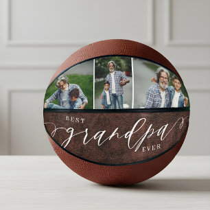 Best Grandpa Ever Leather Father's Day Photo Gift Basketball