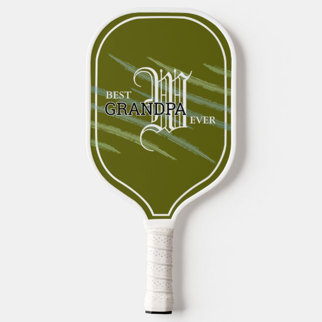 Best Grandpa ever, Light Olive , Monogramed  Pickleball Paddle (Back)