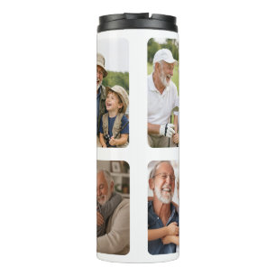 Best Grandpa Ever Minimalist 5 Photo Collage Thermal Tumbler