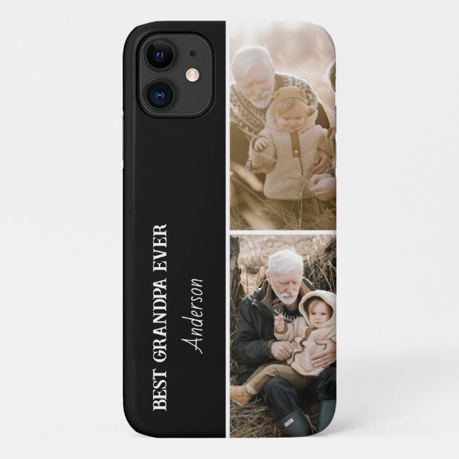 Best Grandpa Ever Modern 2Photo Collage  Case-Mate iPhone Case (Back)