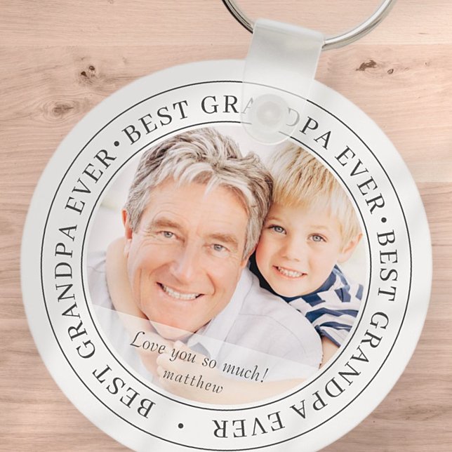 Best Grandpa Ever Modern Classic Photo Key Ring (Creator Uploaded)