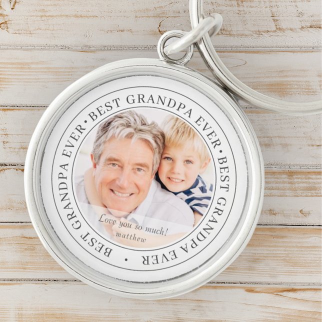 Best Grandpa Ever Modern Classic Photo Key Ring (Creator Uploaded)