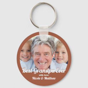 Best Grandpa Ever Modern Photo Keepsake Key Ring