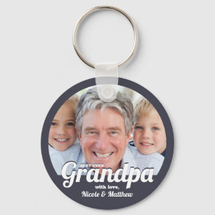 Best Grandpa Ever Modern Photo Keepsake Keychain