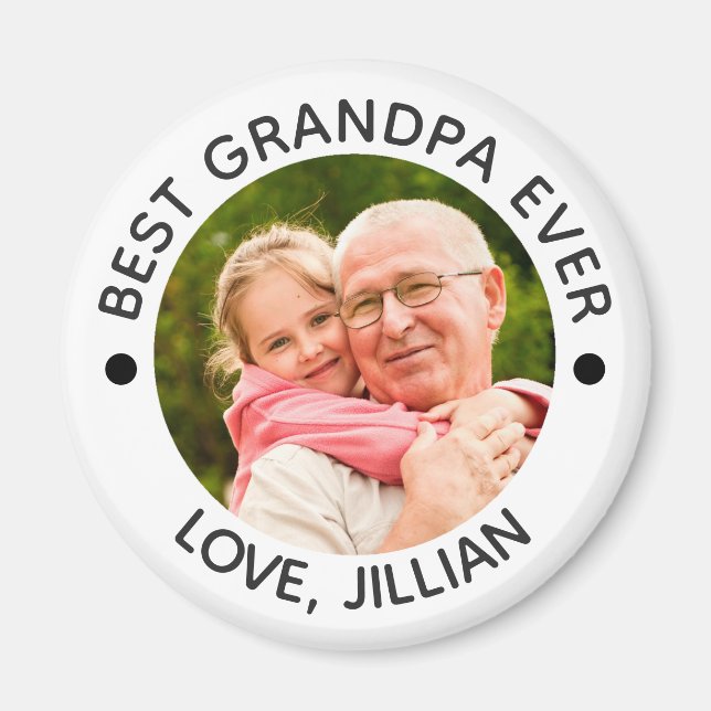 BEST GRANDPA EVER Modern Photo Personalised Magnet (Front)