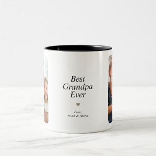 Best Grandpa Ever Modern Two Photo Two-Tone Coffee Mug