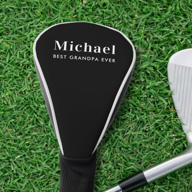 Best Grandpa Ever Monogram Black Golf Head Cover (Creator Uploaded)