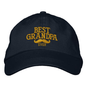 Best Grandpa Ever Moustache Embroidery Embroidered Hat