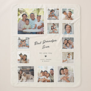Best Grandpa Ever Multi Photo Collage Custom Sherpa Blanket