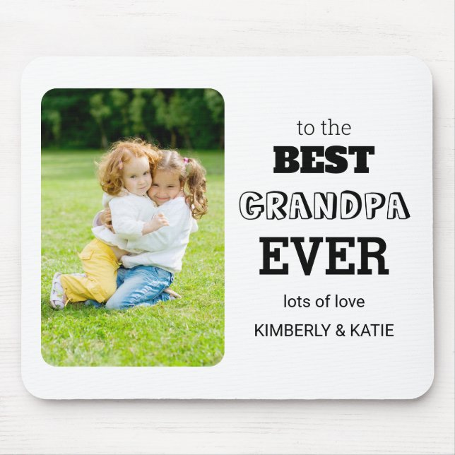 Best Grandpa Ever Name Photo Mouse Pad (Front)