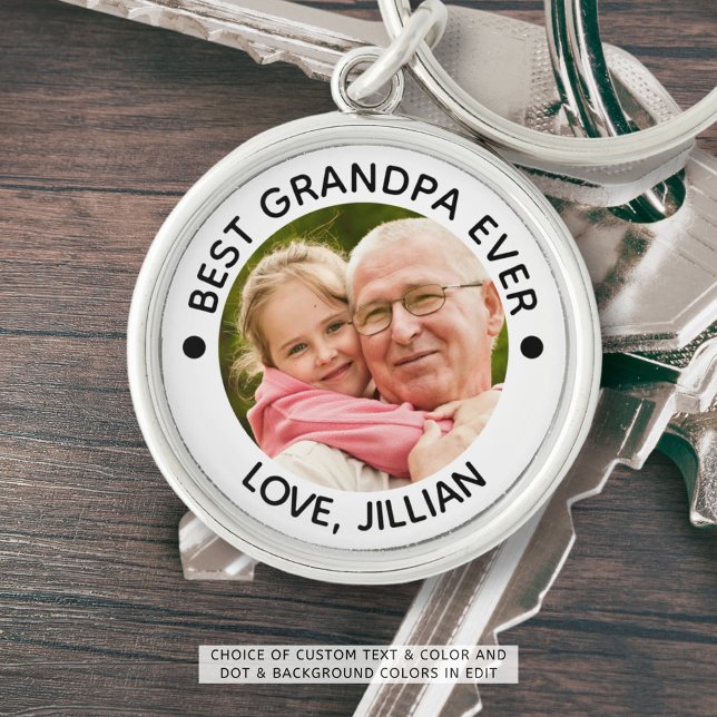 BEST GRANDPA EVER One Photo Personalised Key Ring (Creator Uploaded)