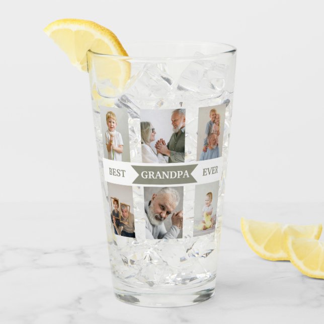 Best Grandpa Ever – Personalised Glass Cup Photos (Front Ice)