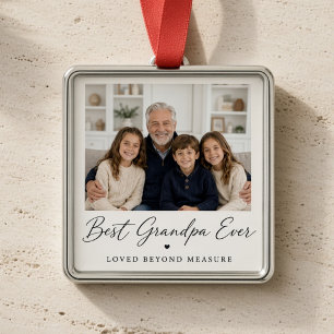 Best Grandpa Ever Personalised Grandchildren Photo Metal Tree Decoration