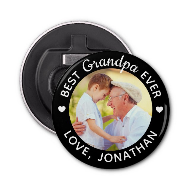 Best Grandpa Ever Personalised Name Custom Photo Bottle Opener (Front)