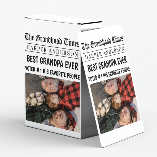 Best Grandpa Ever Personalised Newspaper Photo Playing Cards (Creator Uploaded)
