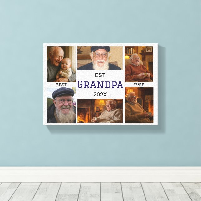 Best Grandpa Ever  – Personalised Photos Canvas Print (Insitu(Wood Floor))