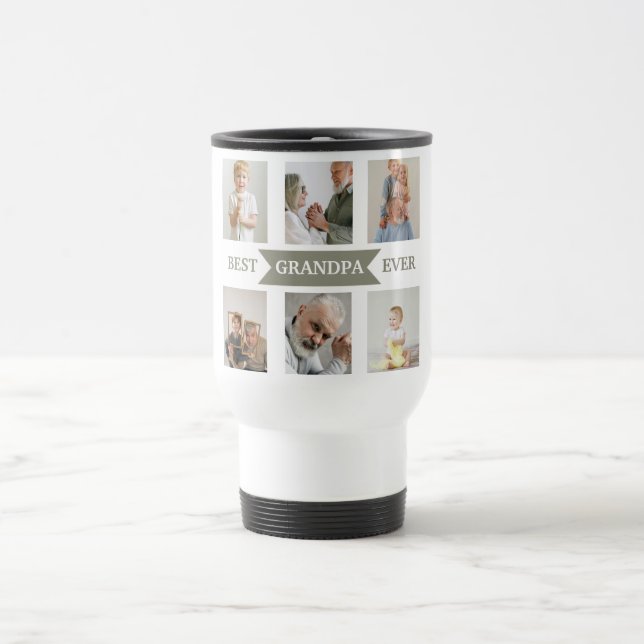 Best Grandpa Ever – Personalised Photos Travel Mug (Center)