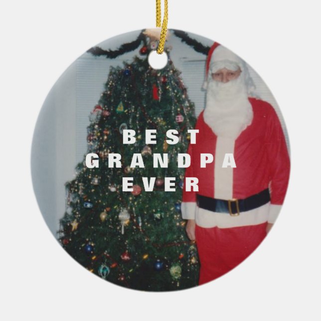 Best Grandpa Ever Personalized Ceramic Tree Decoration (Front)