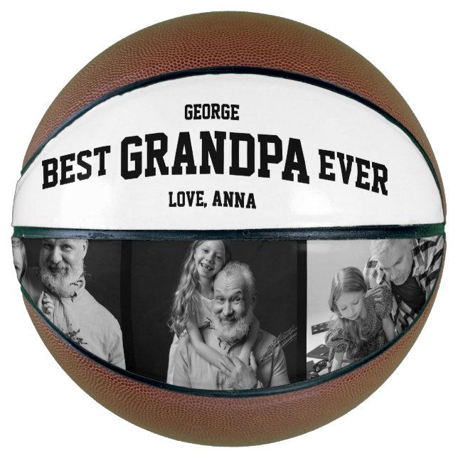 Best Grandpa Ever Photo Birthday Gift Christmas Ba Basketball (Front)