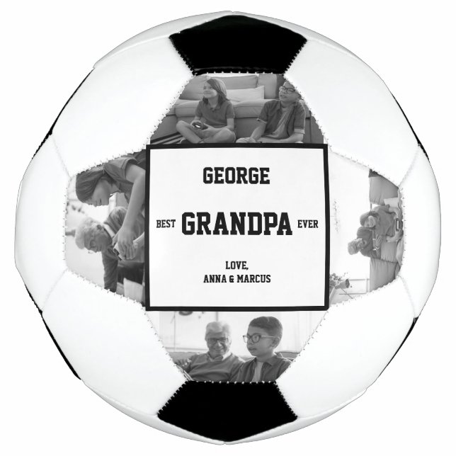 Best Grandpa Ever Photo Birthday Gift Christmas  Soccer Ball (Front)