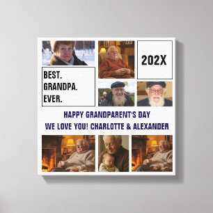 Best Grandpa Ever Photo Collage and Custom Text Canvas Print