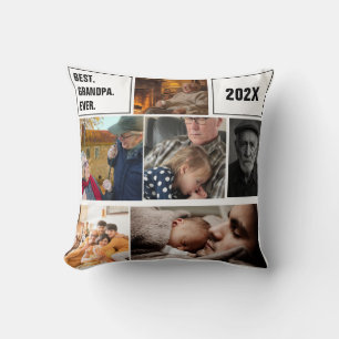 Best Grandpa Ever Photo Collage and Custom Text Cushion