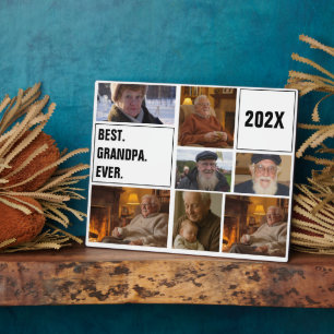 Best Grandpa Ever Photo Collage and Custom Text Plaque